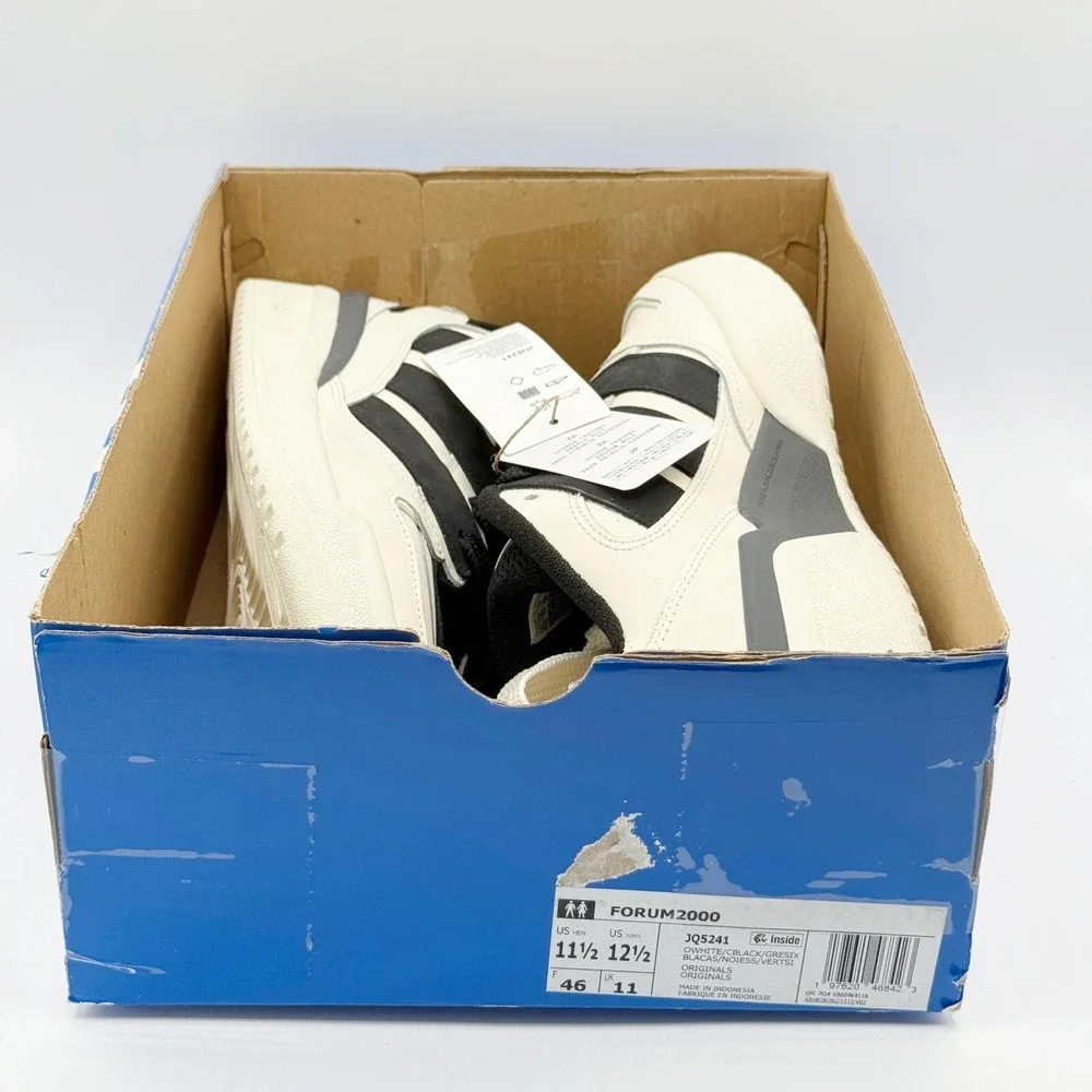 Adidas Forum 2000 Size 11.5 Mens White Black Grey JQ5241, NEW